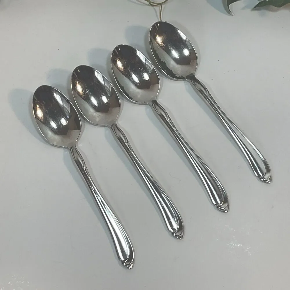 4 OneidaCraft Deluxe SHASTA Stainless Steel Teaspoon Flatware 6” Spoons